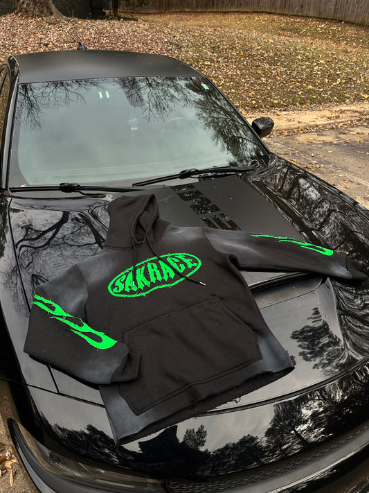 Sakrace Flames Hoodie Black/Green